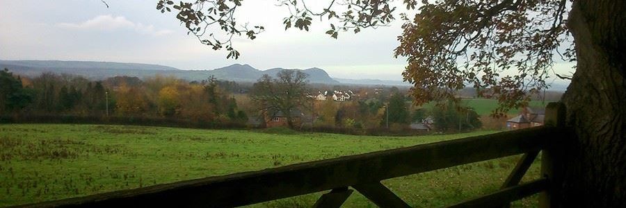 The Breidden Hills standing out clearly above the Severn flood plain